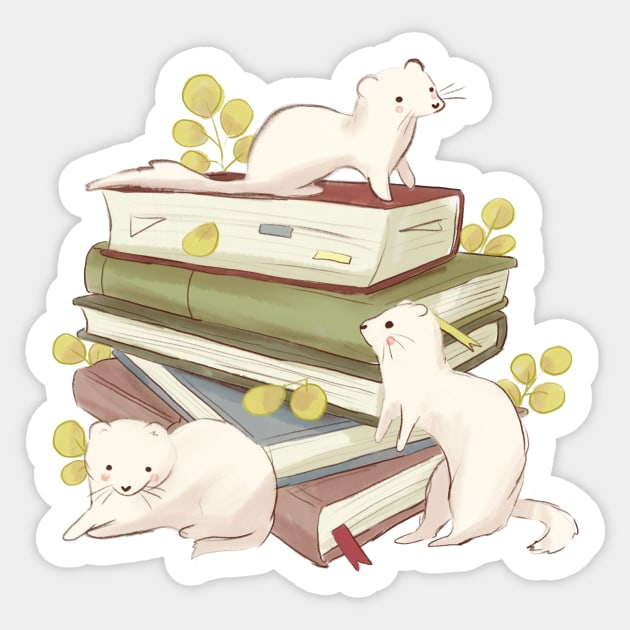 Ferrets and books Sticker by Mayarart